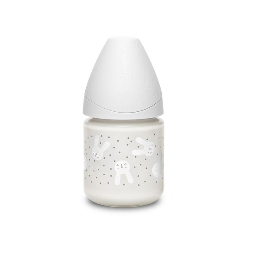 Biberon en verre Hygge 120 ml - Gris Main Biberon en verre Hygge 120 ml - Gris