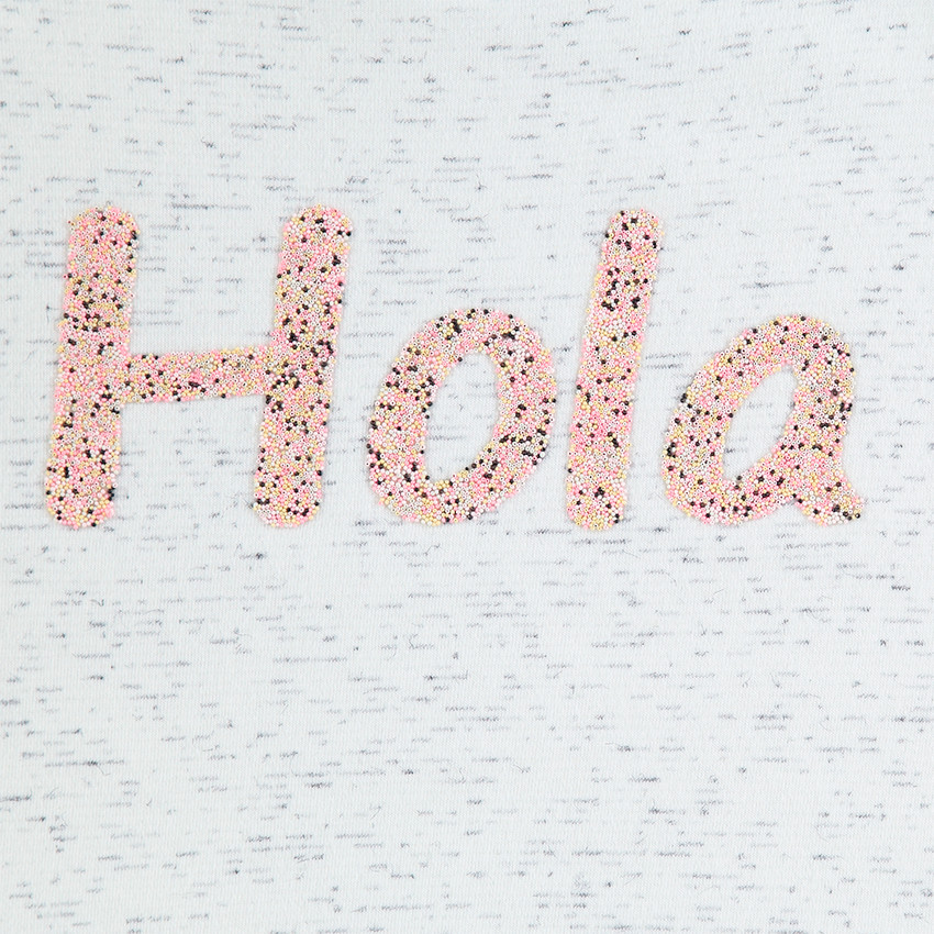 Junior - Sweat en molleton effet neps avec inscription effet caviar 