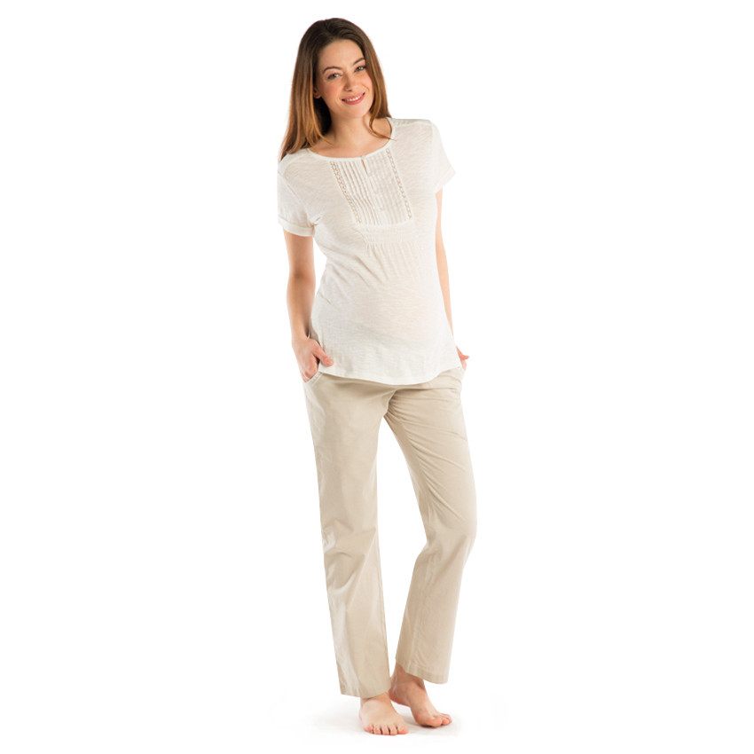 Pantalon de grossesse avec print effet broderie  