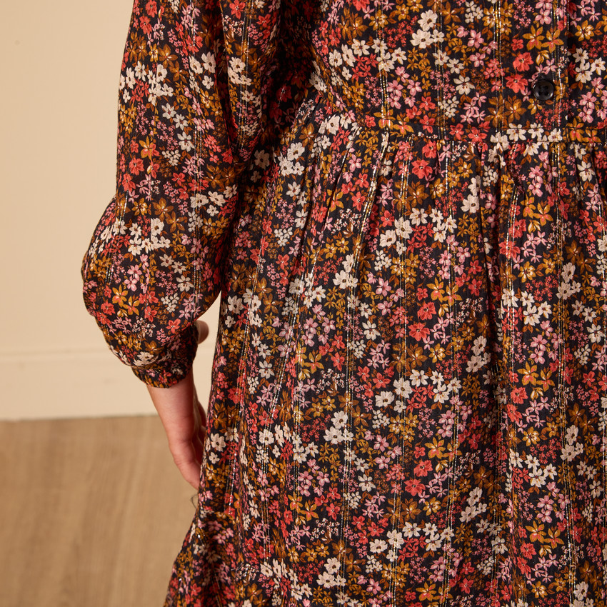 Robe manches longues avec volants aux épaules pour fille 