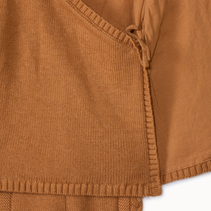 Ensemble 2 pièces en tricot torsadé uni pour bébé 