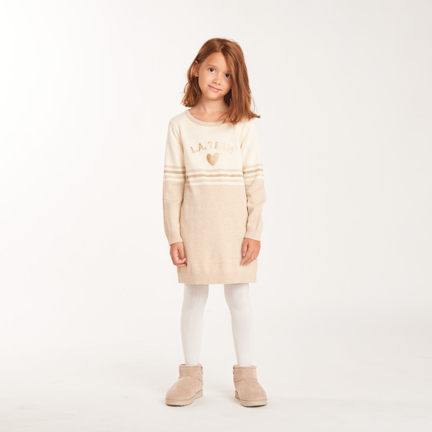 Robe en tricot manches longues fille pailletée 
