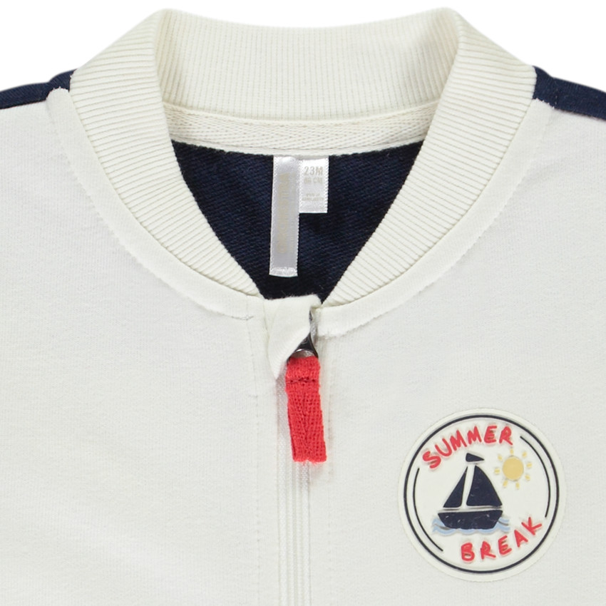 Gilet teddy molleton avec badge voilier pour bébé garçon 