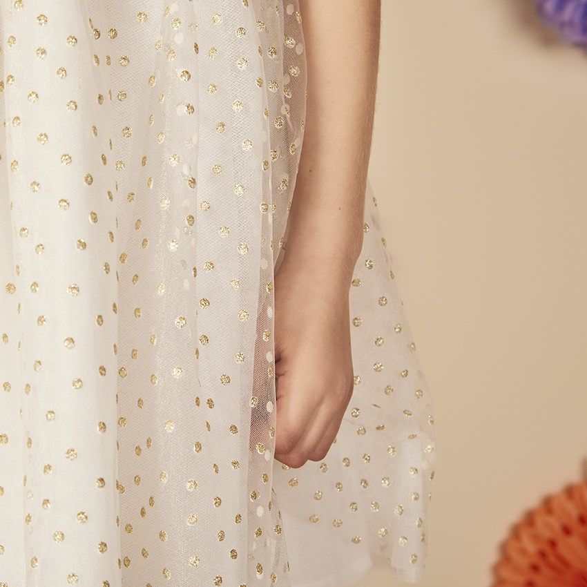 Robe de cérémonie en crêpe et tulle pour fille 