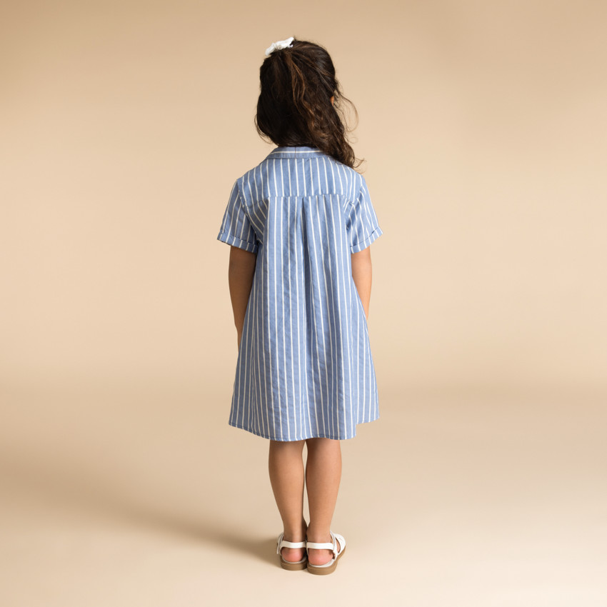 Robe chemise manches courtes rayée fille 