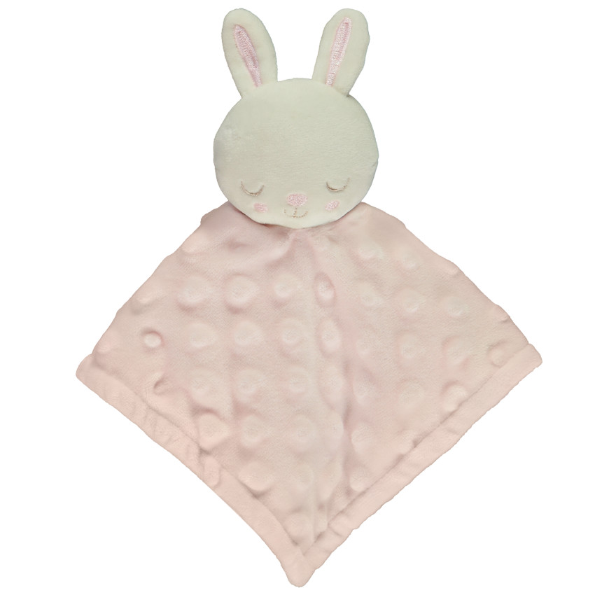 Doudou mouchoir minky lapin pour bébé fille  