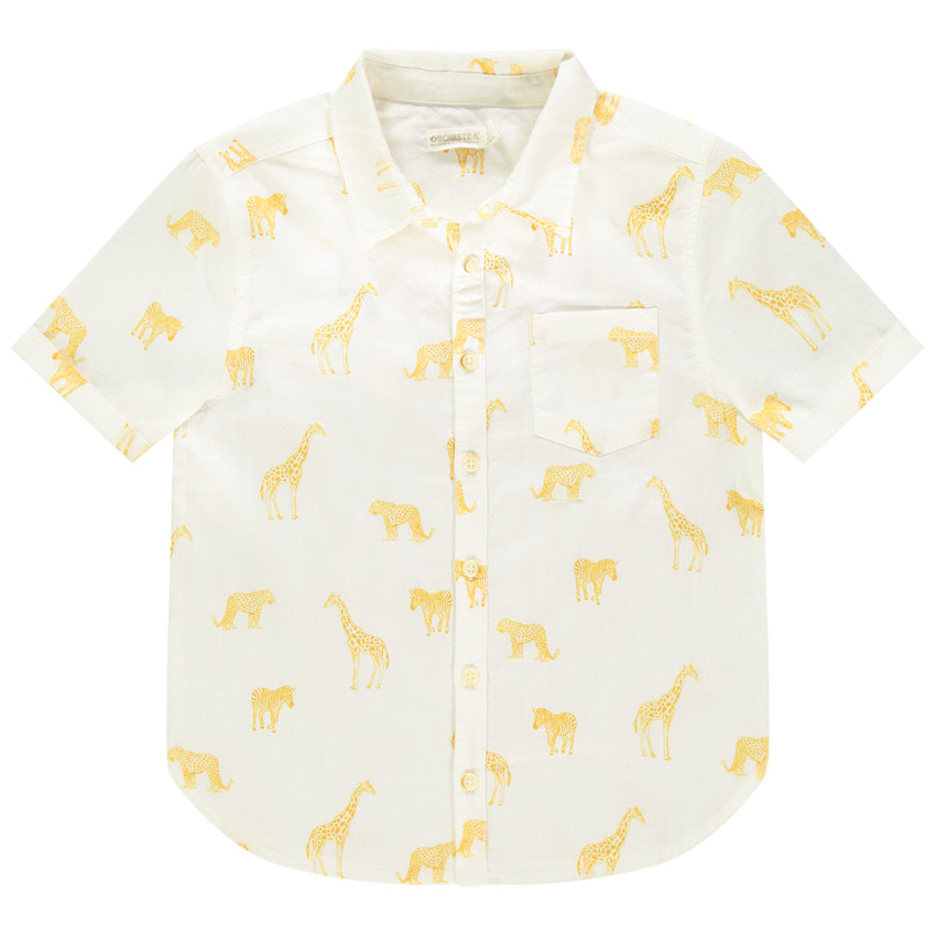Chemise manches courtes à animaux de la savane imprimés 