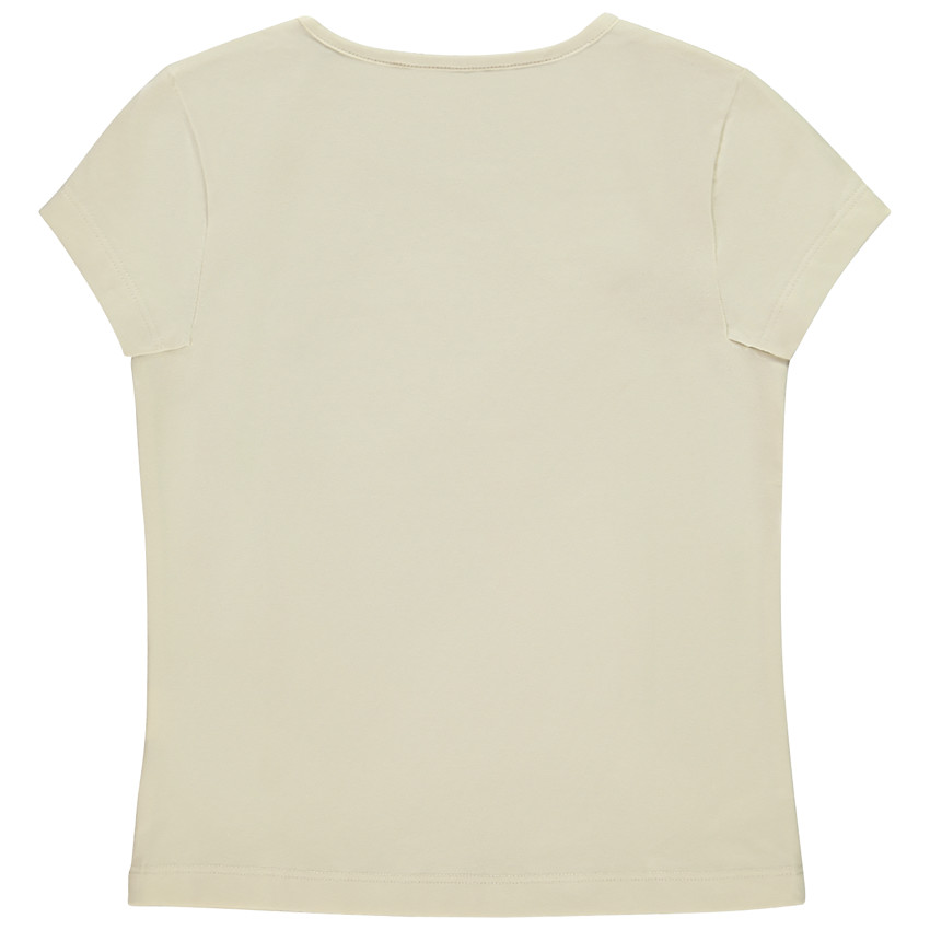 T-shirt manches courtes uni avec print fantaisie et détails pailletés pour fille 