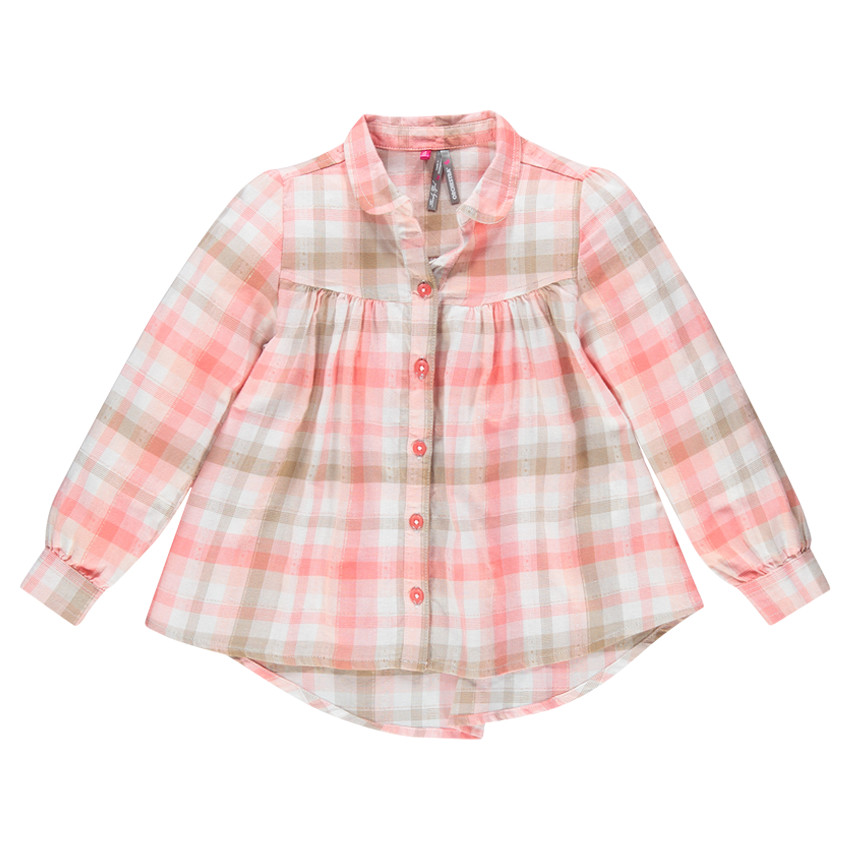 Chemise liquette à carreaux multicolores et fils bronze 