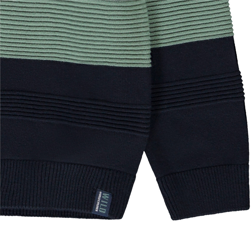Pull rayé en tricot fantaisie et col croisé pour garçon 