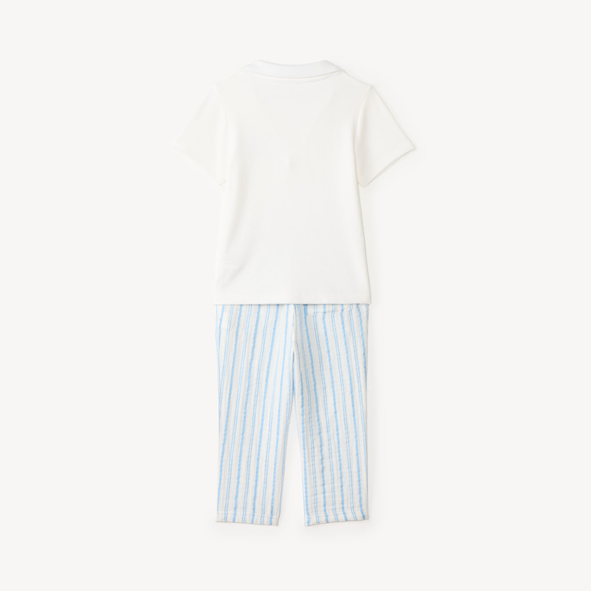 Ensemble 2 pièces polo et pantalon à rayures pour bébé garçon 