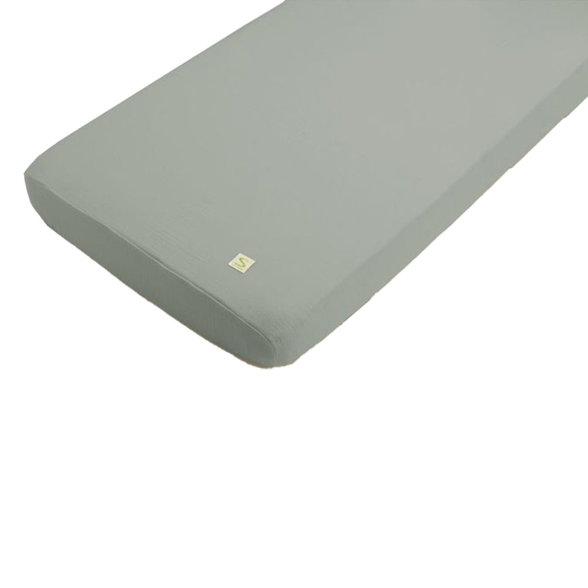 Draps-housse uni vert sauge  