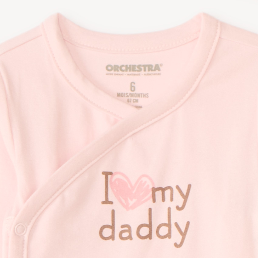 Set de naissance 3 pièces avec dors-bien motif cœurs 