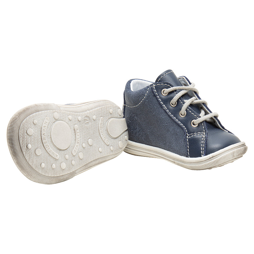 Bottillons en cuir à lacets avec bandes contrastées appliquées 