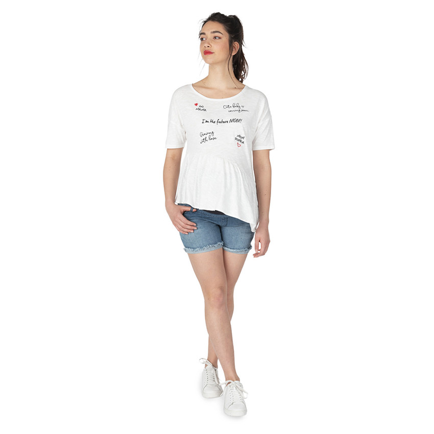 Tee-shirt manches courtes de grossesse avec inscriptions 
