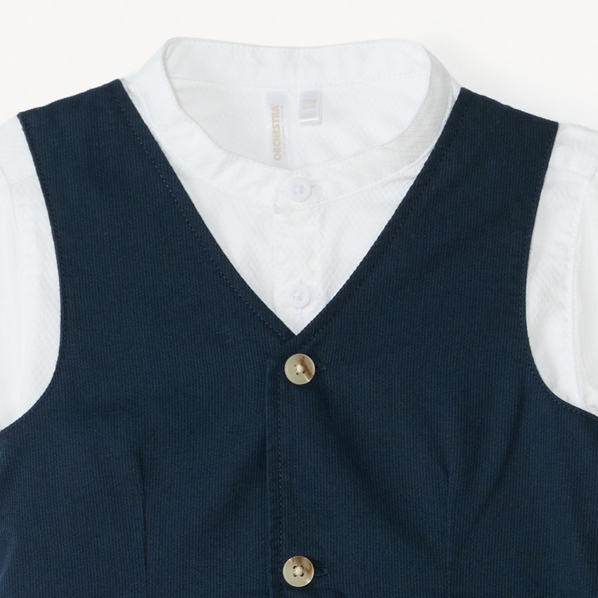 Ensemble court 3 pièces chemise manches courtes + gilet + bermuda pour bébé garçon 