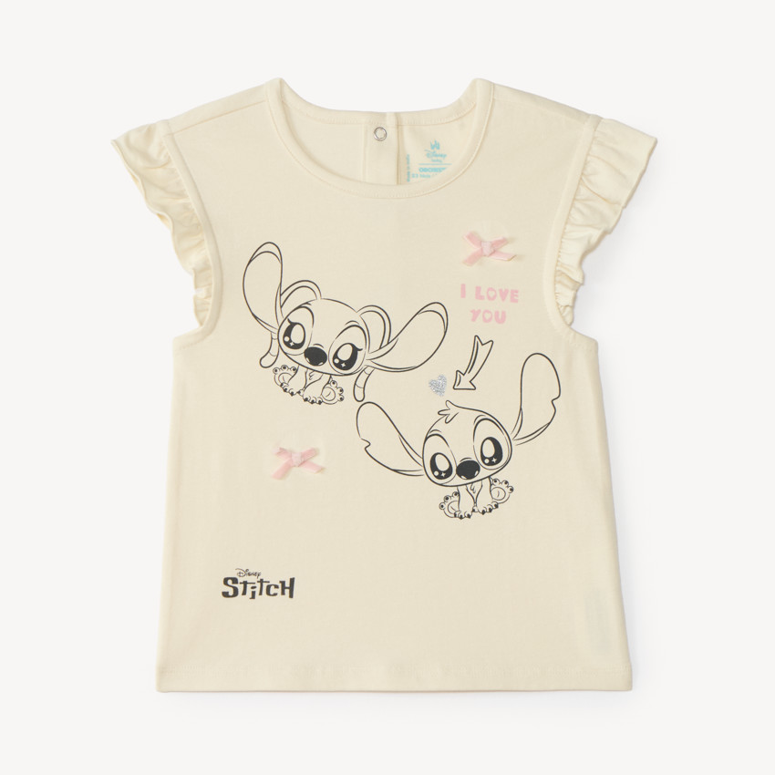 T-shirt manches courtes bébé fille Stitch et Angel Disney 