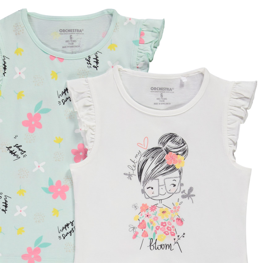 Lot de 4 t-shirts en jersey fantaisie pour fille 