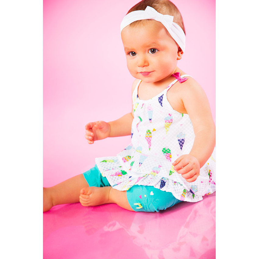 Legging court avec fronces et nœuds fantaisie pour bébé fille 