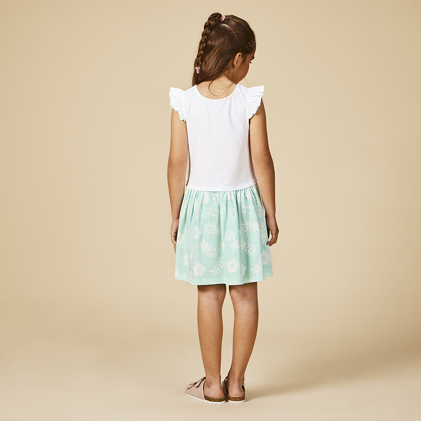 Robe manches courtes effet 2 en 1 print pailleté pour fille 