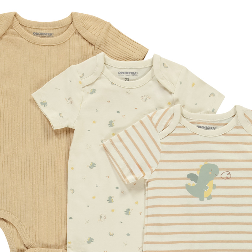 Lot de 5 bodies manches courtes fantaisie pour bébé garçon avec ouvertures différentes selon l'âge 