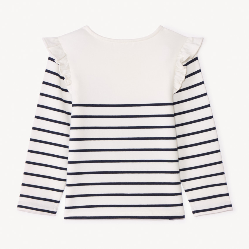 Marinière molletonnée à volants pour bébé fille 