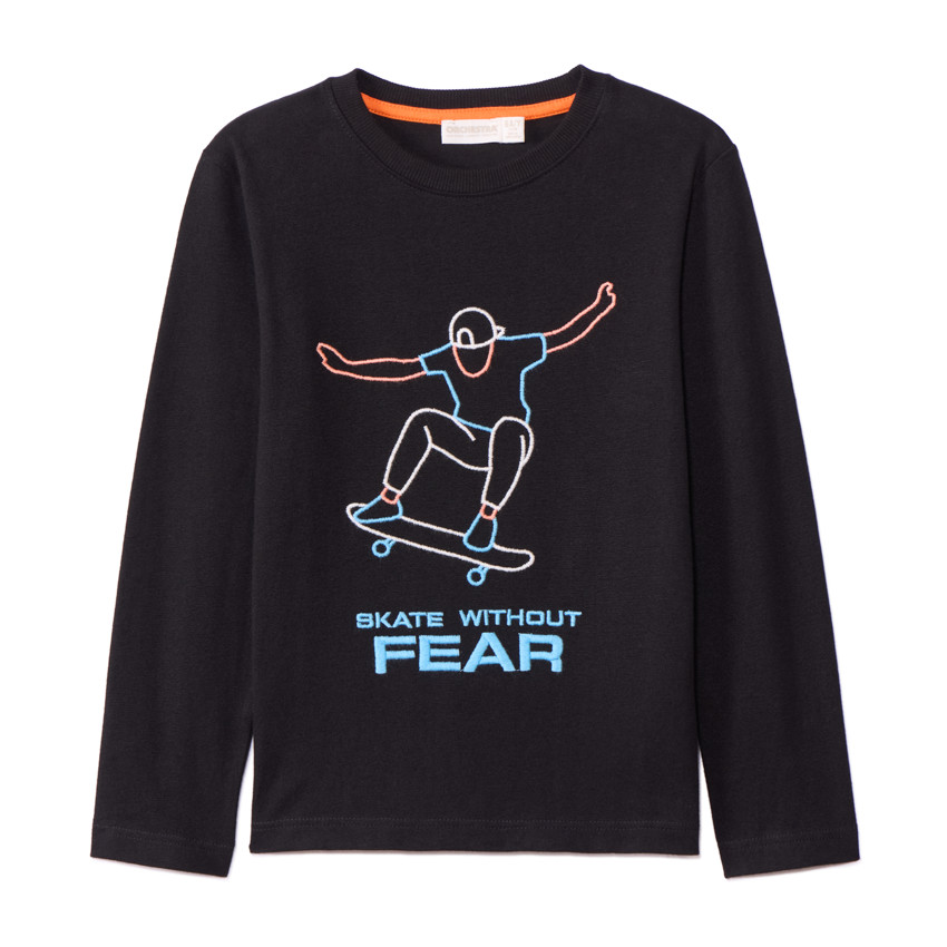 T-shirt manches longues brodé skateboard pour garçon