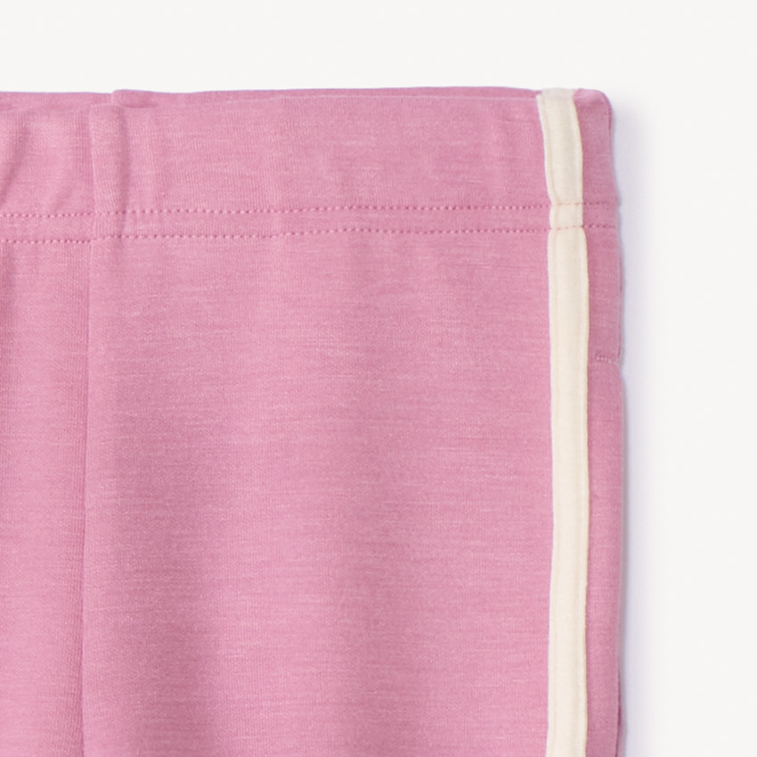 Caleçon uni en molleton et bandes contrastantes pour fille 