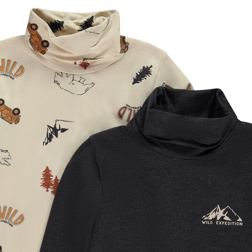 Lot de 2 sous-pulls fantaisie à col roulé pour garçon 
