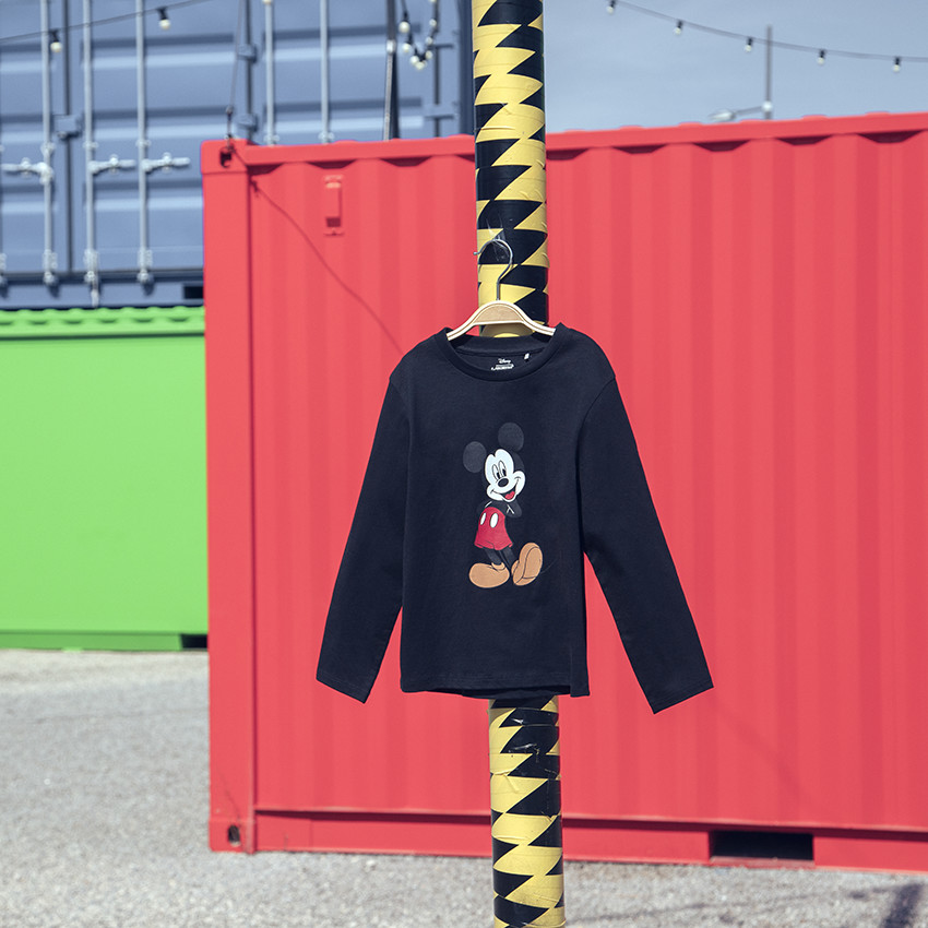 T-shirt manches longues noir print Mickey Disney 