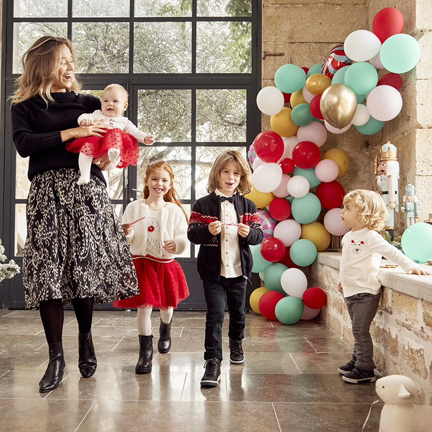 Robe de fête effet 2 en 1 en tulle floqué pour fille 