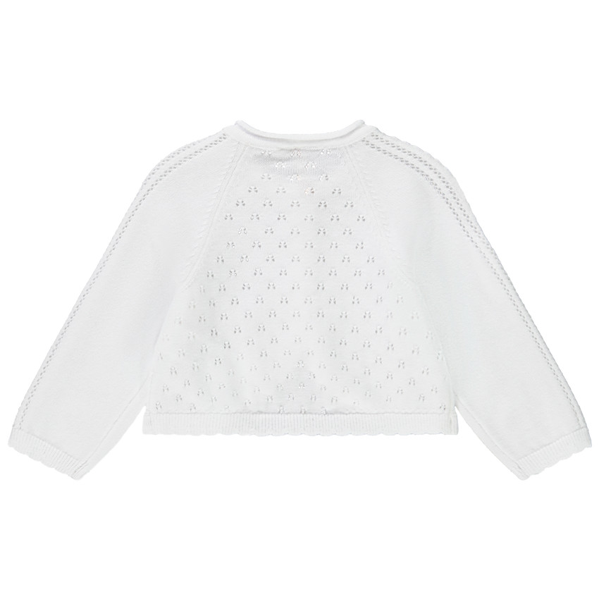 Gilet tricot en maille ajourée pour bébé fille 