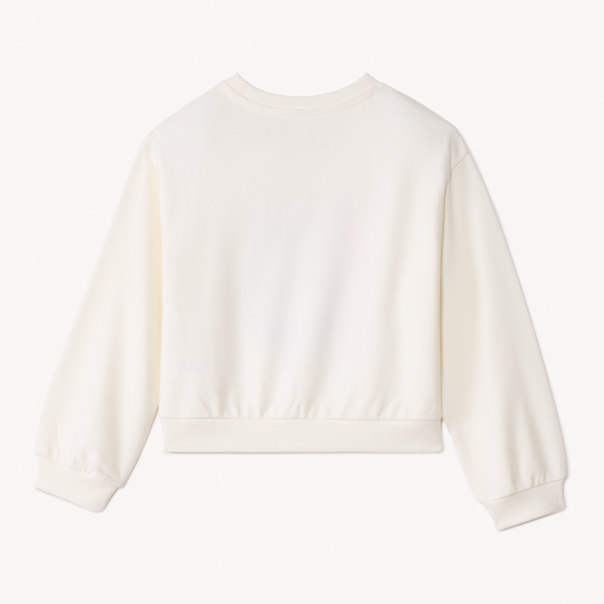 Sweat molleton oversize à fleurs brodées pour fille 