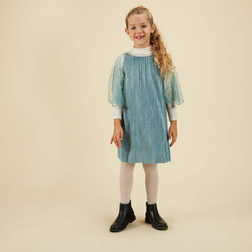 Robe plissée avec cape en tulle pour fille