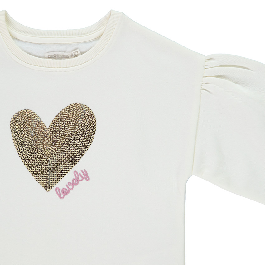 Ensemble jogging 2 pièces avec cœur en sequins pour fille 