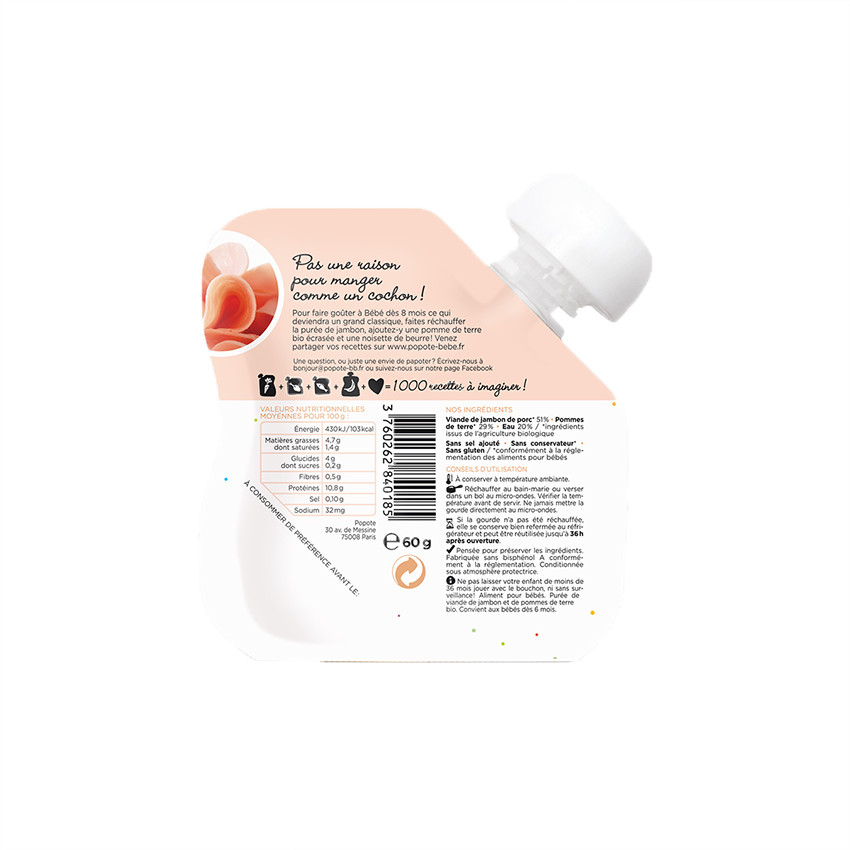 Gourde au jambon bio - 60g 
