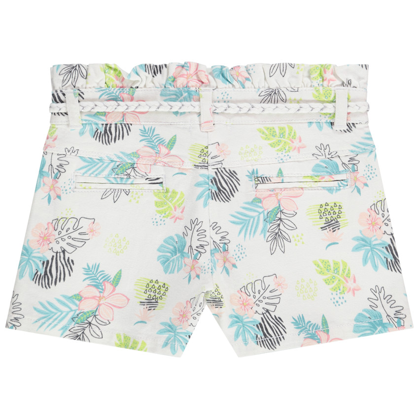 Short en twill imprimé fantaisie avec ceinture tressée pour fille 