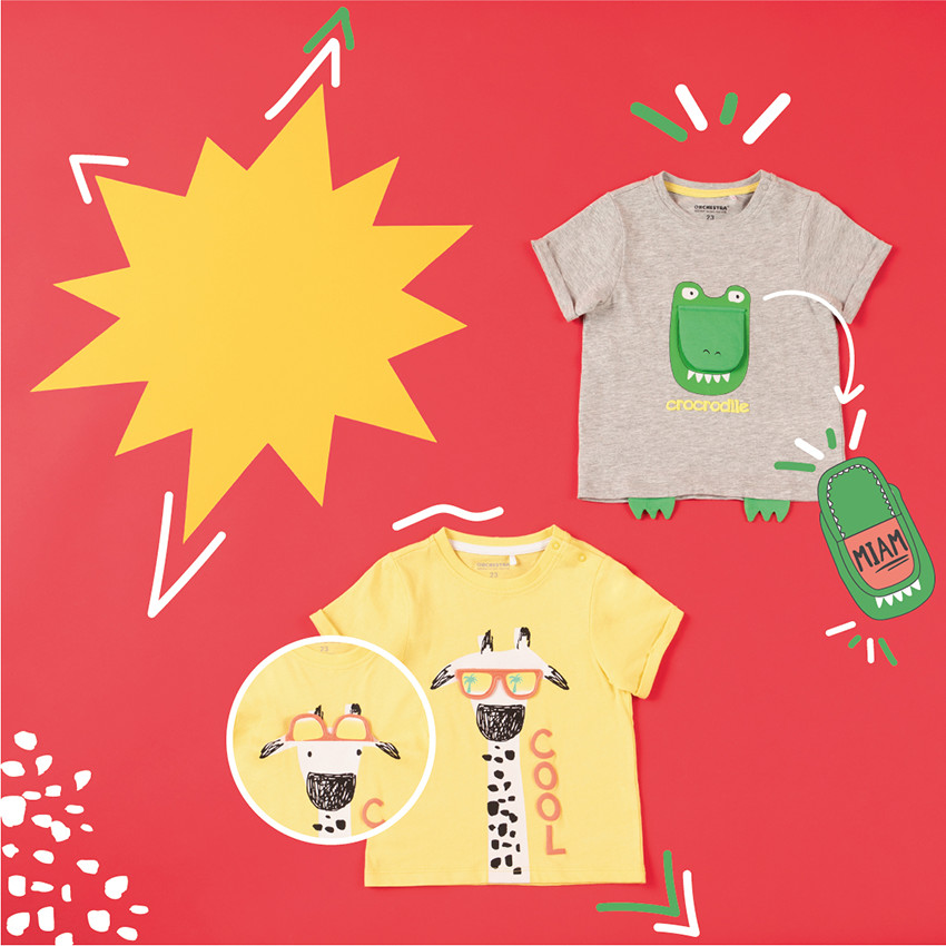 T-shirt manches courtes en coton à animal printé 