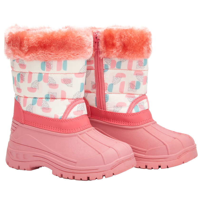 Après-ski zippés et imprimés avec fausse fourrure pour bébé fille 