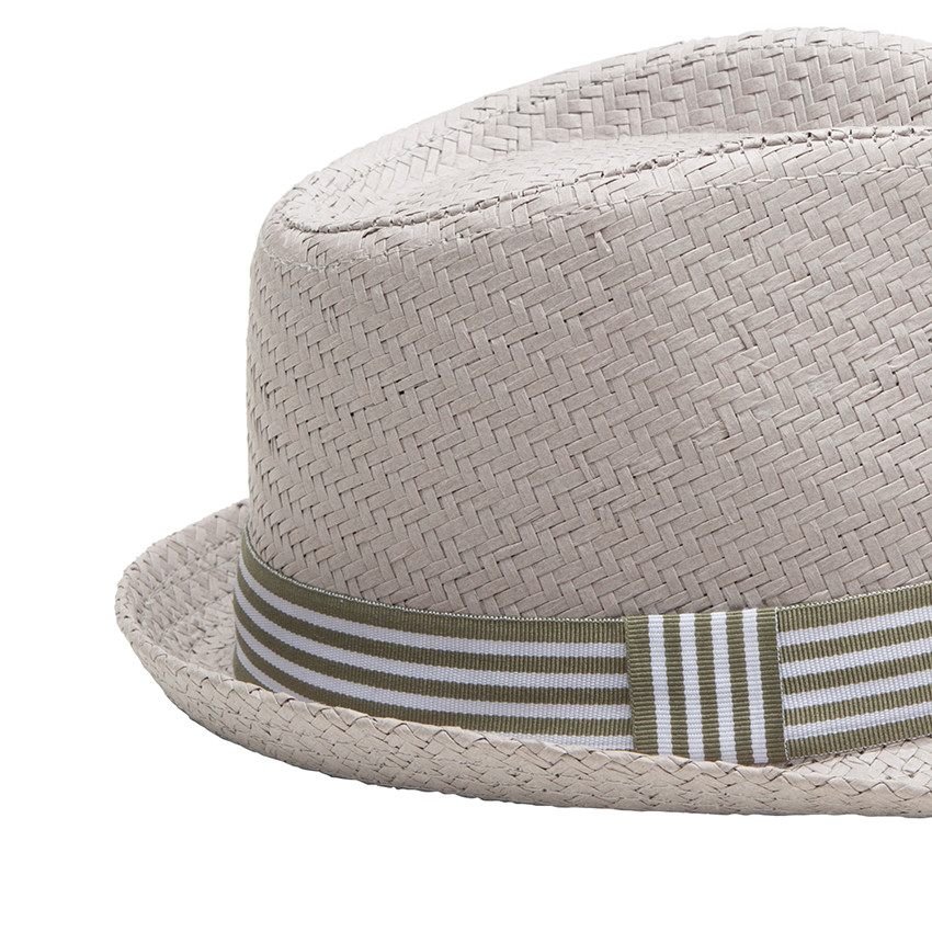 Borsalino effet paille avec ruban rayé 