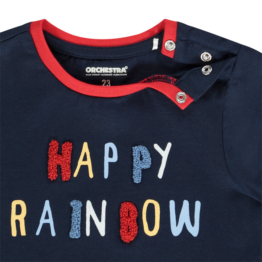 T-shirt manches courtes avec lettres en patch bouclette pour bébé garçon 