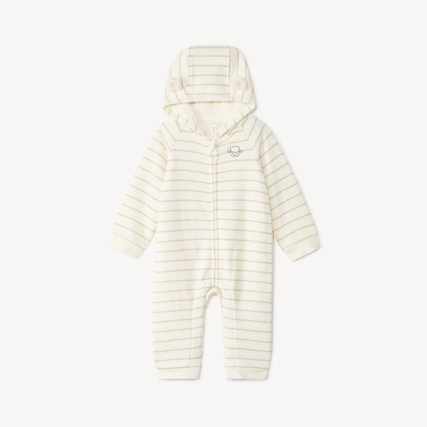 Combinaison longue rayée et rembourrée pour bébé 