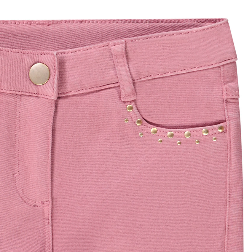 Jean slim uni avec strass pour fille 