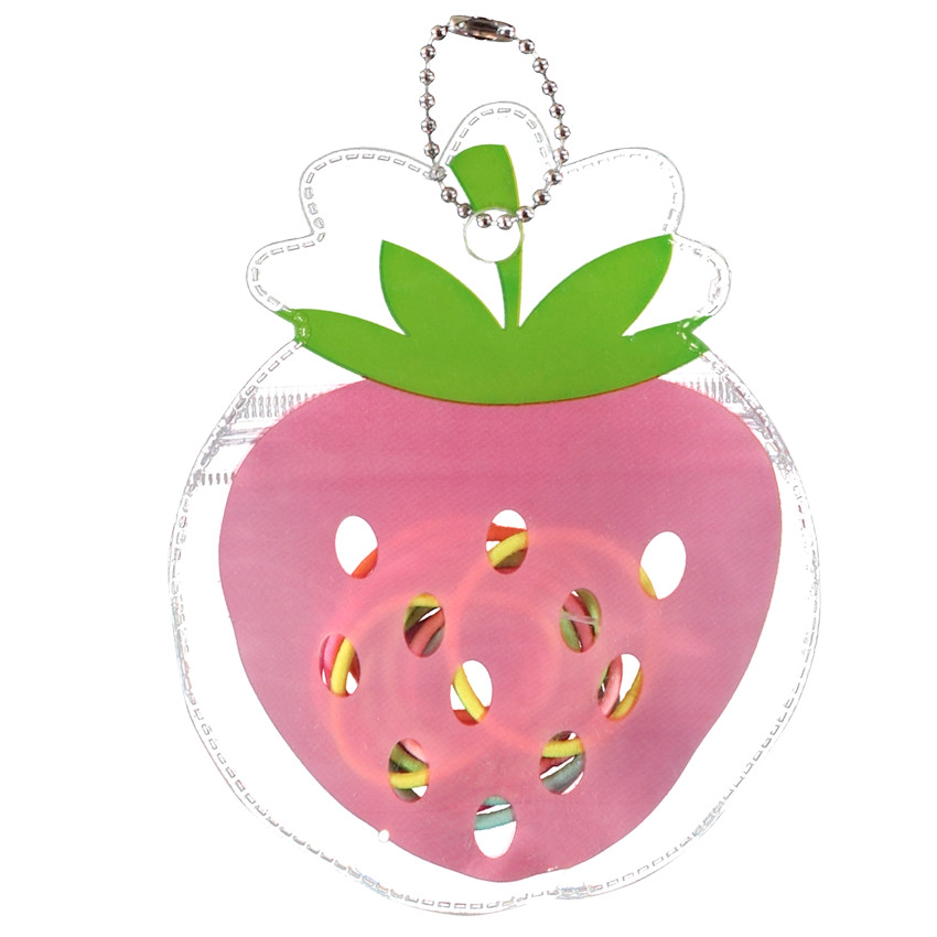 Lot de 15 élastiques dans pochette fraise pour fille 