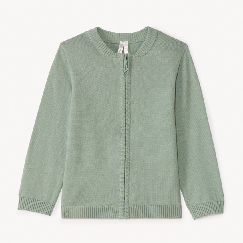 Gilet zippé en tricot uni pour bébé garçon
