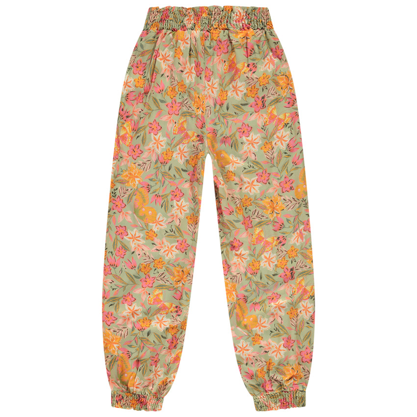 Pantalon fluide à smocks imprimé floral pour fille 