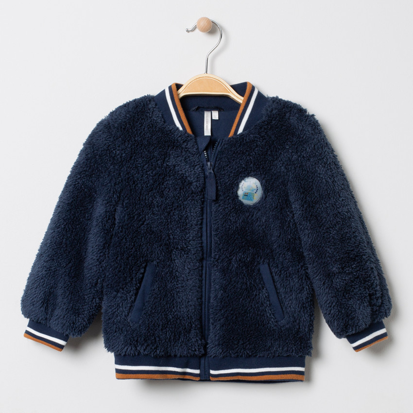 Veste en sherpa esprit teddy à badge patché 