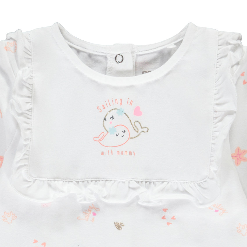 Dors-bien imprimé effet plastron volanté pour bébé fille 