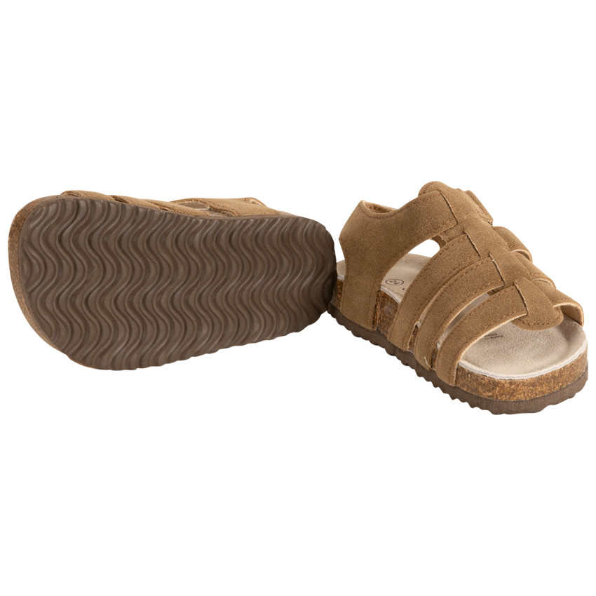 Sandales à brides marron effet daim pour bébé 