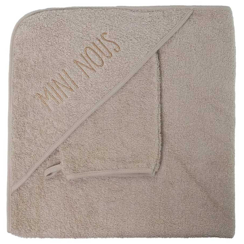 Cape de bain + Gant "Mini Nous" 70x70cm Sable
